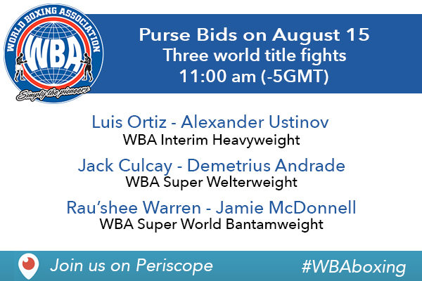 WBA Purse Bids on August 15