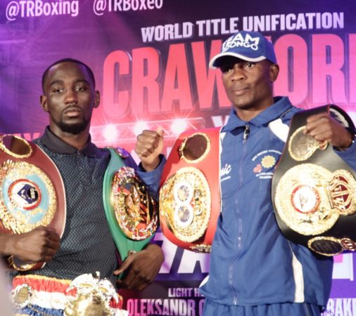 Indongo and Crawford go face to face at press conference.