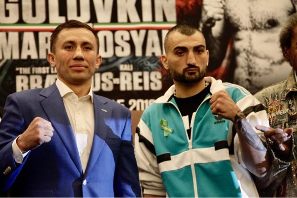 Golovkin y Martirosyan frente a frente en rueda de prensa. Foto: Marcelino Castillo.
