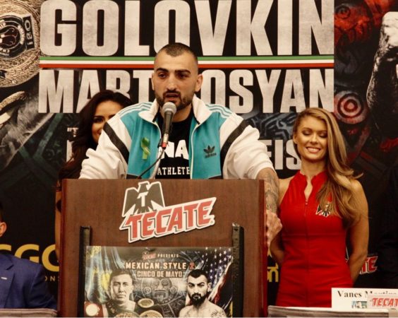 Golovkin y Martirosyan frente a frente en rueda de prensa. Foto: Marcelino Castillo.