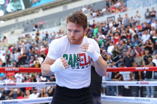 'Canelo' and 'GGG' are hyping their rematch with fans in Los Angeles . Photo: Tom Hogan.