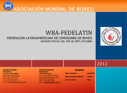 FEDELATIN Ranking as of September - October 2012