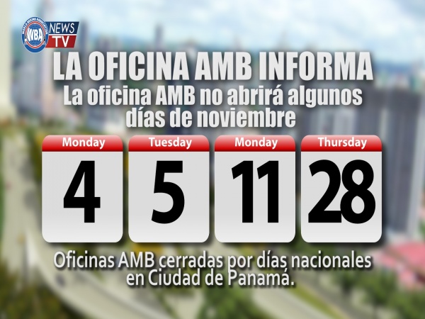 Oficinas de la AMB cerradas por días nacionales en la Ciudad de Panamá