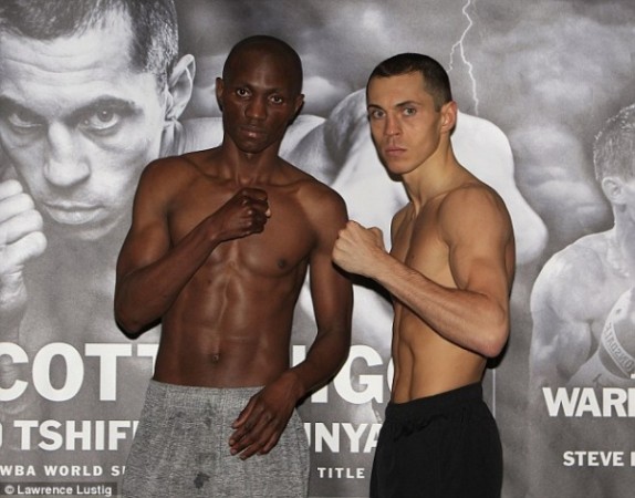 Scott Quigg's opponent Tshifhiwa Munyai strips off for weigh-in after failing first attempt
