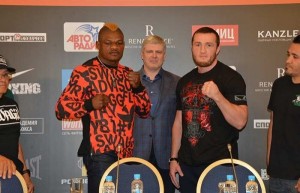 Lebedev vs Kalenga face to face at a press conference in Moscow
