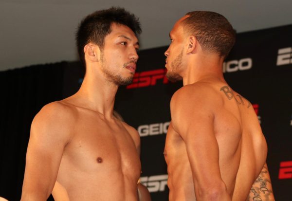 Murata and Brant on the scales in Las Vegas