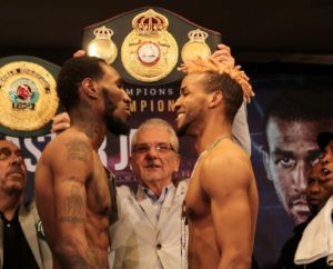 Barthelemy and Easter weigh-in for the lightweight belt of the WBA