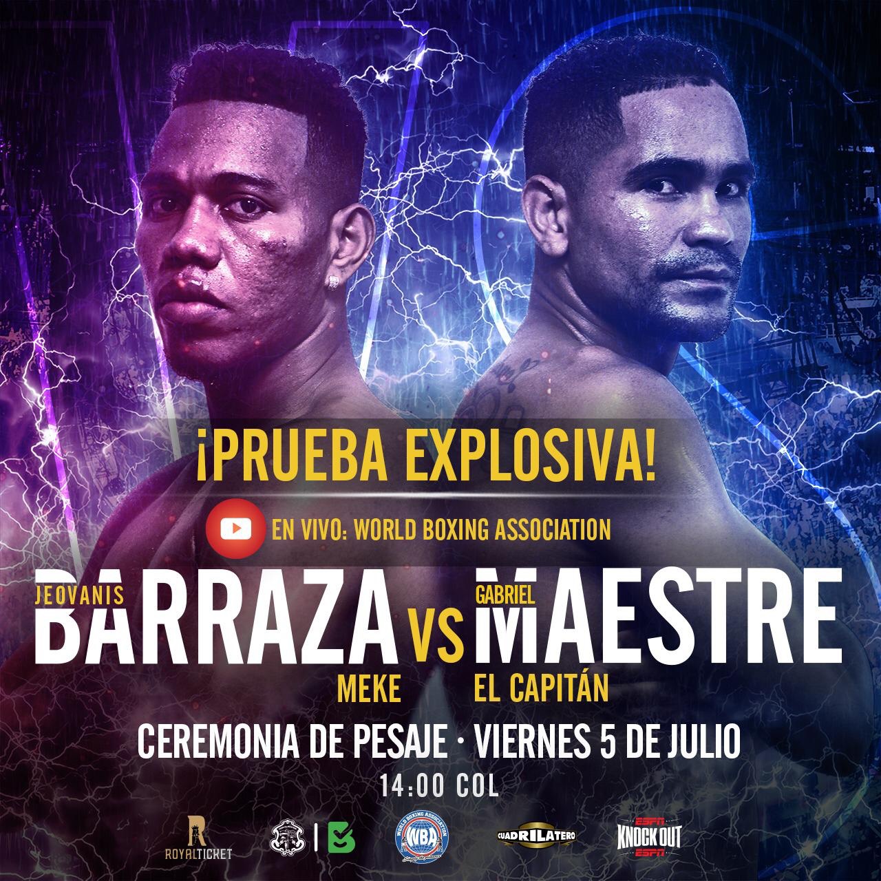 Official weigh-in Prueba Explosiva – Jeovanis Barraza vs Gabriel Maestre