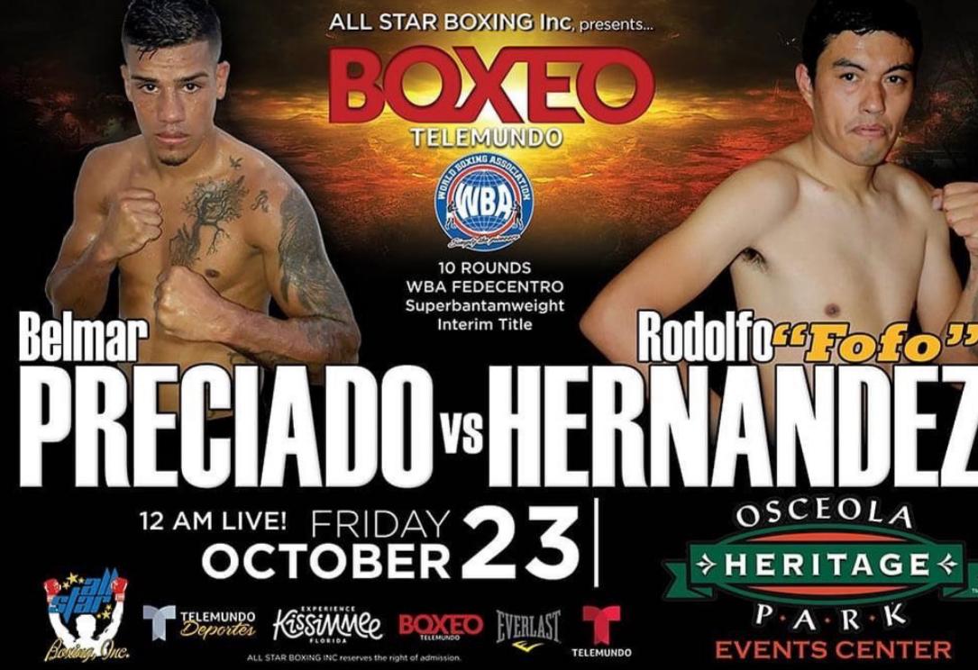 Preciado-Hernández will fight for the WBA Fedecentro title this Friday