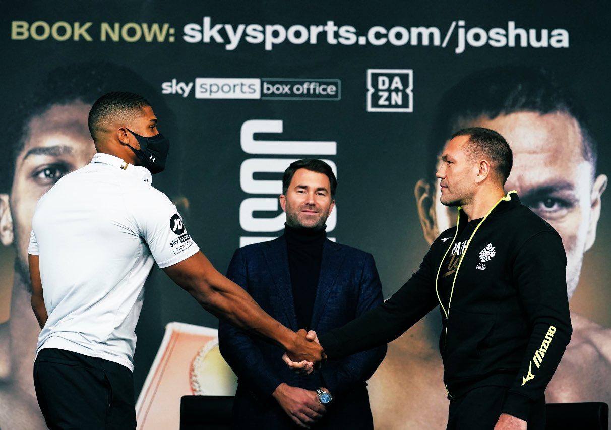 Joshua and Pulev went face to face two days before their fight for the WBA belt
