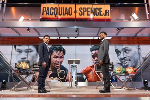 Pacquiao and Spence went face to face in Los Angeles