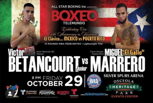 Betancourt-Marrero on Friday in Kissimmee for WBA-Fedecentro belt