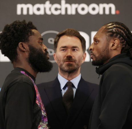 Buatsi and Richards face to face at a press conference  