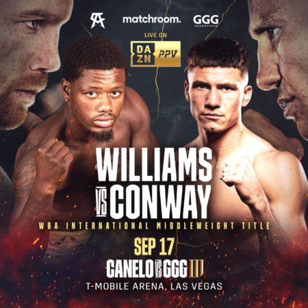 Williams and Conway for WBA International belt on Canelo-GGG3 undercard
