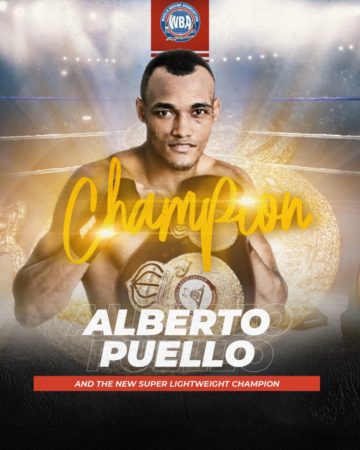 Puello dominated Akhmedov to win the WBA super lightweight belt