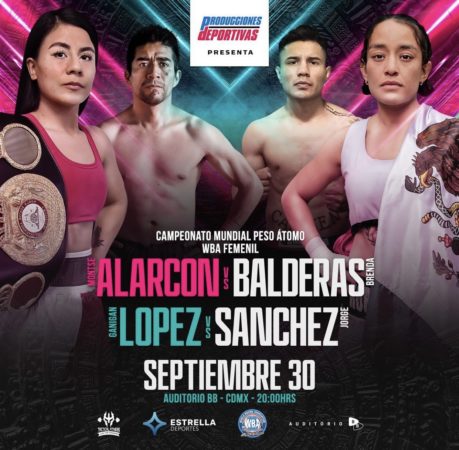 Alarcon defends her WBA belt against Balderas on September 30 in Mexico City 